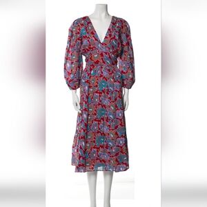 Caroline Constas Bohemian Sundress with Bishop Sleeves In Frenchie Print NWT